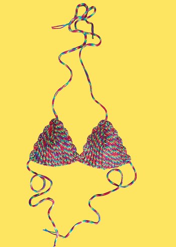Renkli Bağlamalı Kadın Bikini Üstü