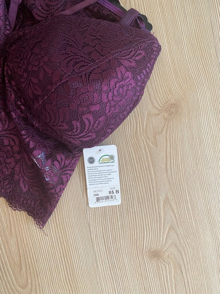 Bordo Dantel Bohem Mini Sütyen - Görsel 3