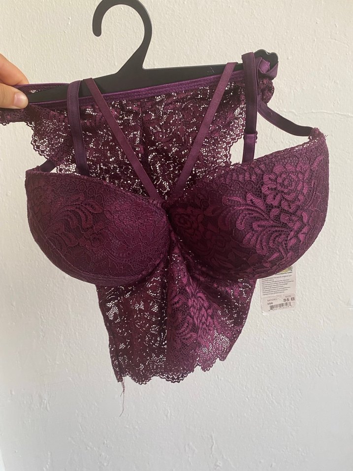 Bordo Dantel Bohem Mini Sütyen - Görsel 2