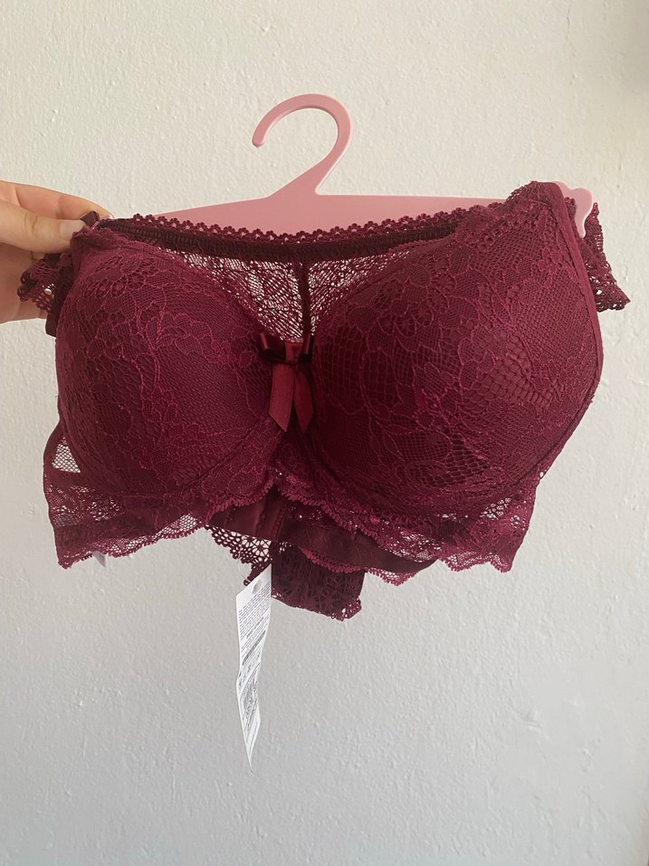 Kırmızı Dantel Bohem Mini Sütyen- 2 Takım - Görsel 4