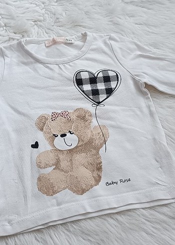 Kız Çocuk Pembe Uzun Kollu Kalp Desenli Tişört - Görsel 4