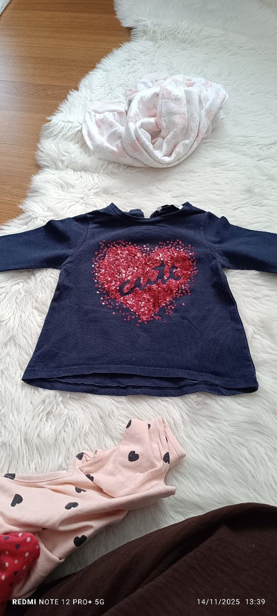 Kız Çocuk Pembe Uzun Kollu Kalp Desenli Tişört - Görsel 3