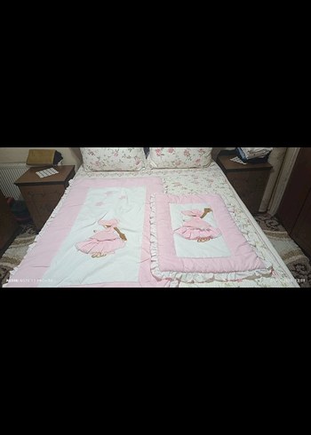 Nakışlı Pembe Pamuklu Çocuk yorgan ikili - Görsel 3