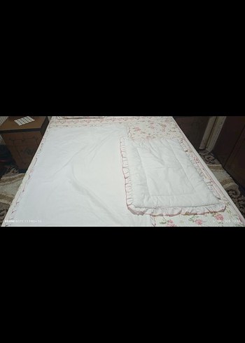 Nakışlı Pembe Pamuklu Çocuk yorgan ikili - Görsel 4