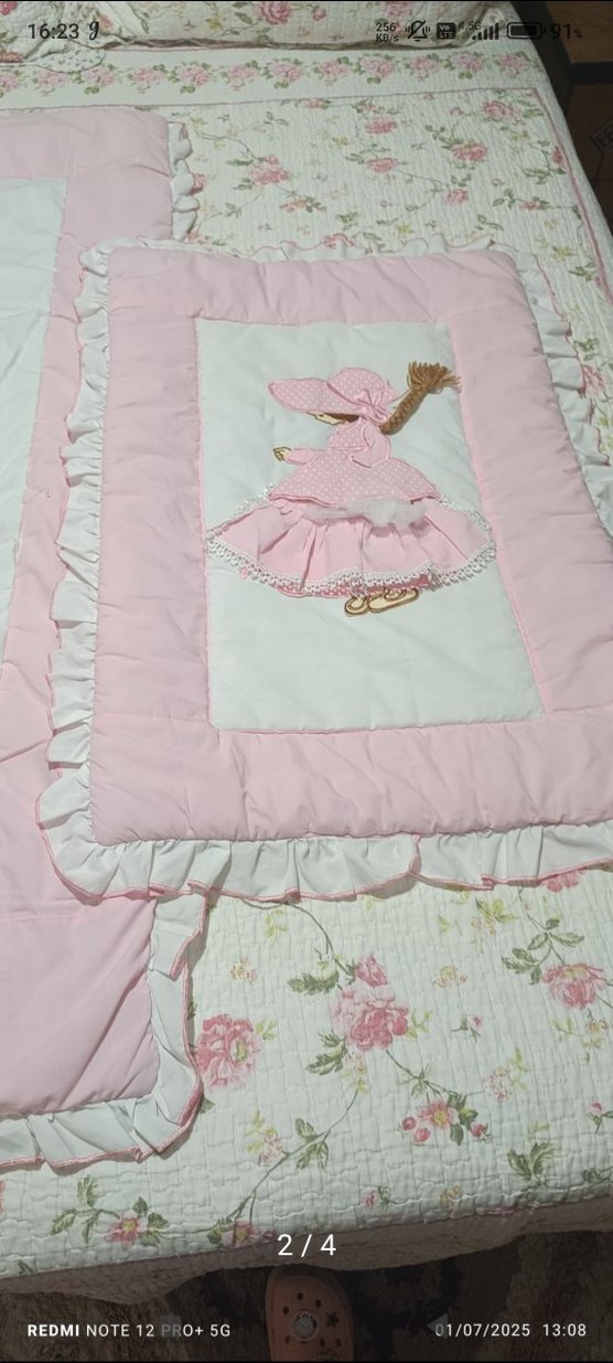 Nakışlı Pembe Pamuklu Çocuk yorgan ikili - Görsel 2