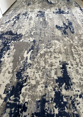  Beden 2 Adet Gri soyut desenli sarar halı 120 x 400 cm