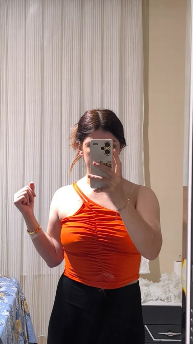 Turuncu Tek Omuz Transparan Monokini - Görsel 2