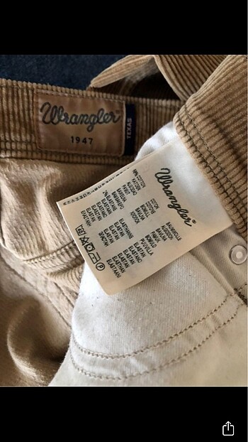 34 Beden camel Renk Orijinal Wrangler Bol Kalıp Kadife Pant