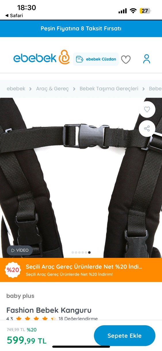 Siyah Desenli Bebek Taşıyıcı - Görsel 4