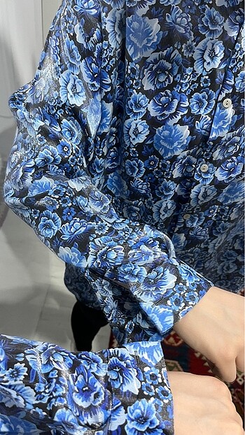 Simli gömlek çiçekli - Görsel 2