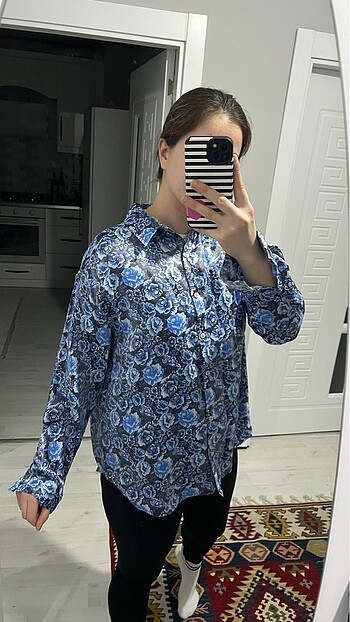 Simli gömlek çiçekli - Görsel 4