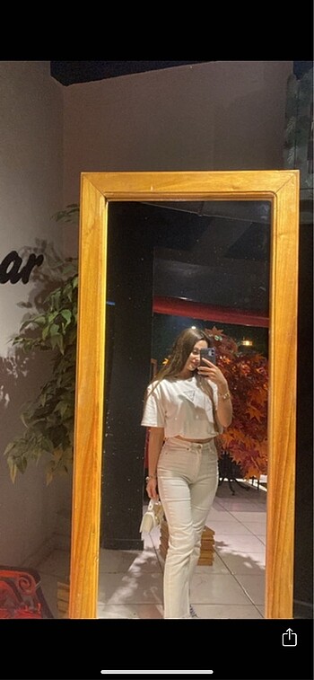 xs Beden Beyaz kesik paça jean