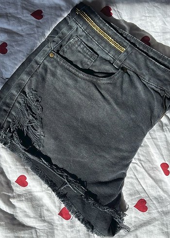 Gri Mini Bol Kesim Denim Şort