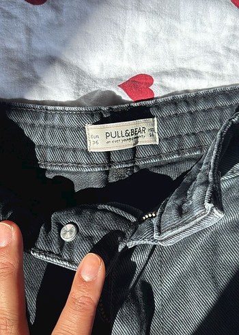 s Beden gri Renk Gri Mini Bol Kesim Denim Şort