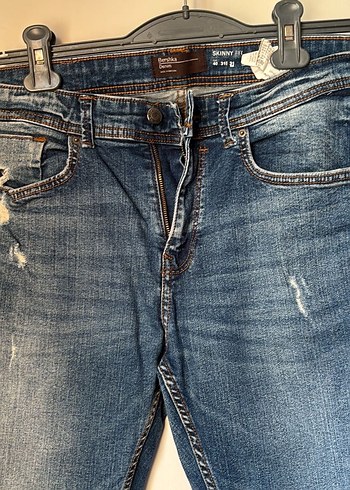 Erkek Mavi Slim Fit Denim Pantolon