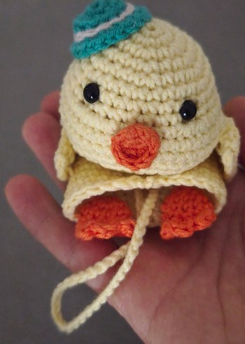 Renkli Örgü Peluş Oyuncak Ördek Anahtarlık - Görsel 3