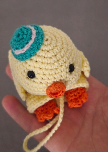 Renkli Örgü Peluş Oyuncak Ördek Anahtarlık - Görsel 2