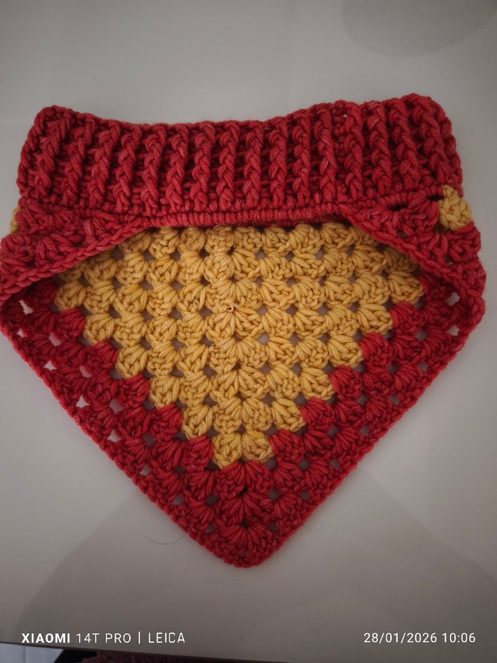 Sarı Kırmızı Örgü Bohem Kadın Boyunluk - Görsel 2