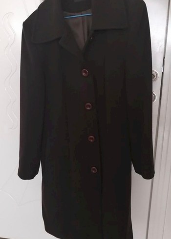 Düğmeli Kahverengi Kadın Kaban - Görsel 2