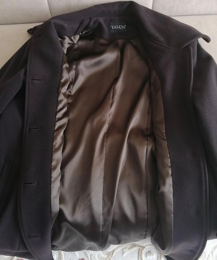 Düğmeli Kahverengi Kadın Kaban - Görsel 3