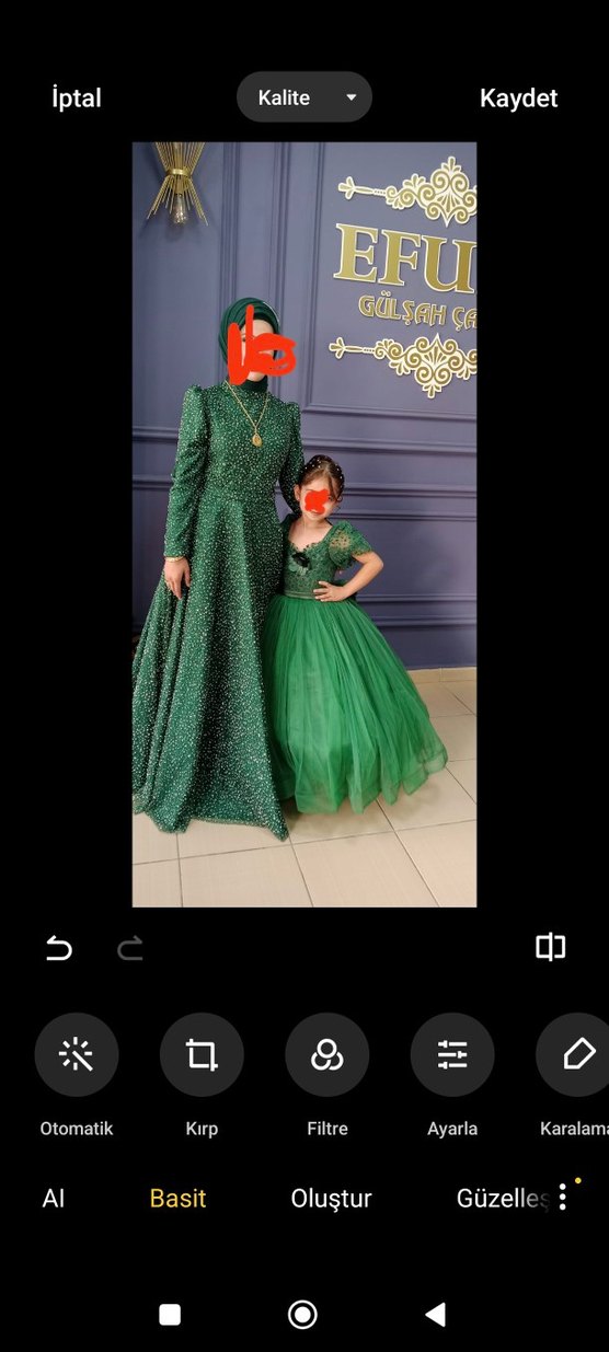 Uzun Kollu, Yüksek Yaka, Drapeli Yeşil Abiye Elbise - Görsel 3