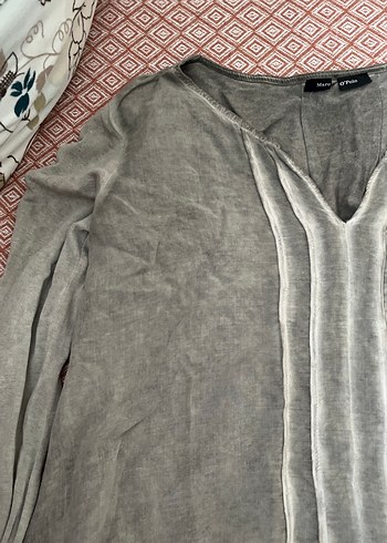 Gri V Yakalı Uzun Kollu Hamile Tuniği - Görsel 3