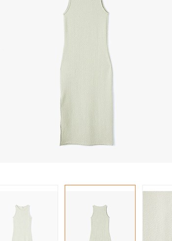 Beyaz Örme Keten Uzun Elbise - Görsel 2