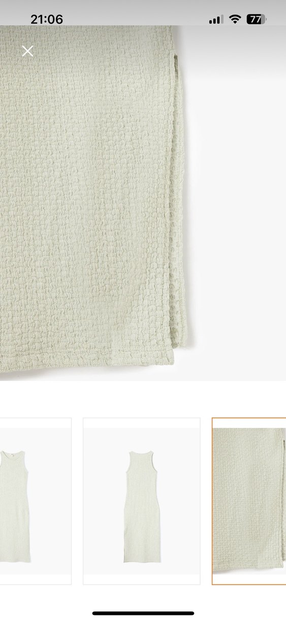 Beyaz Örme Keten Uzun Elbise - Görsel 3