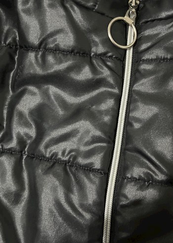 Kadın Siyah Deri Fermuarlı Kışlık Mont - Görsel 4