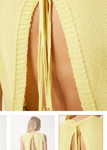 Sarı Örgü Denim Kadın Süveter - Görsel 5