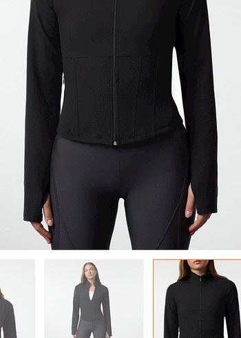 Fermuarlı Siyah Kadın Spor Üstü - Görsel 3