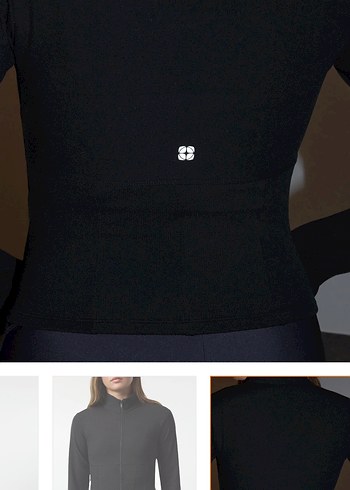 Fermuarlı Siyah Kadın Spor Üstü - Görsel 5