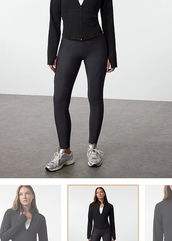 Fermuarlı Siyah Kadın Spor Üstü - Görsel 2