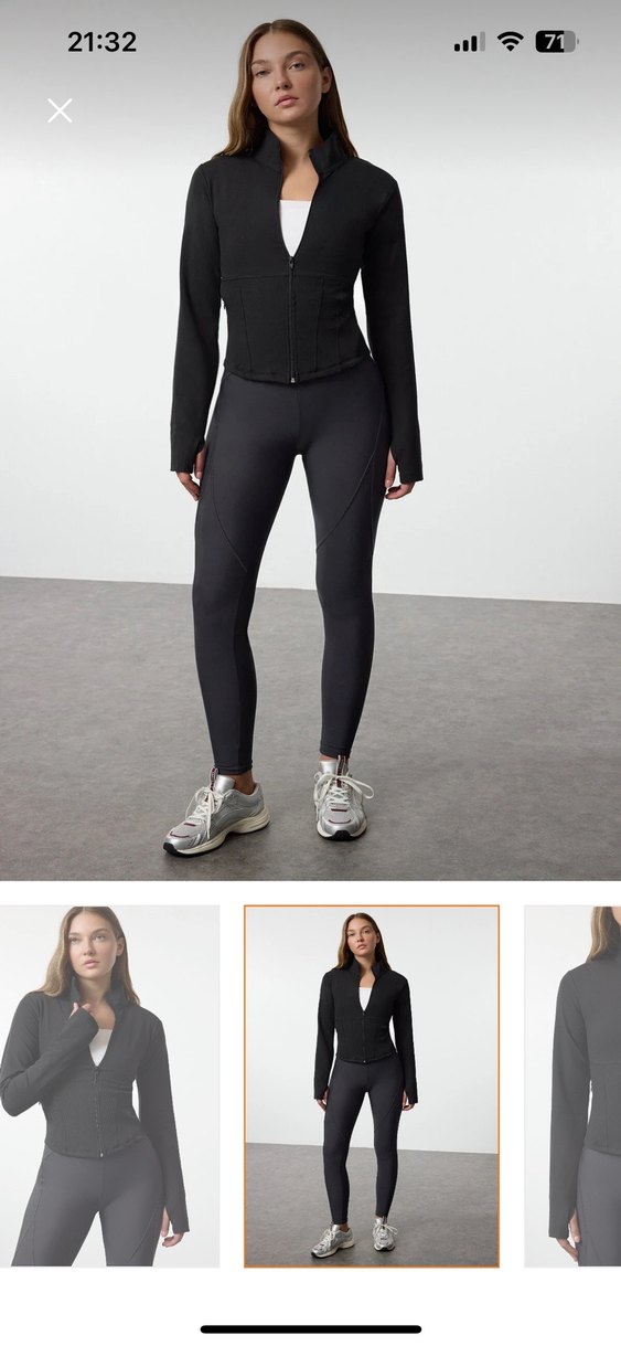 Fermuarlı Siyah Kadın Spor Üstü - Görsel 2