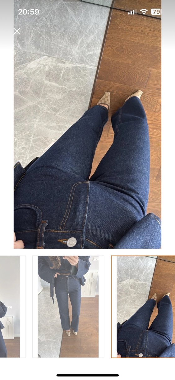 Kadın Siyah Kemerli Kot Ceket - Görsel 3