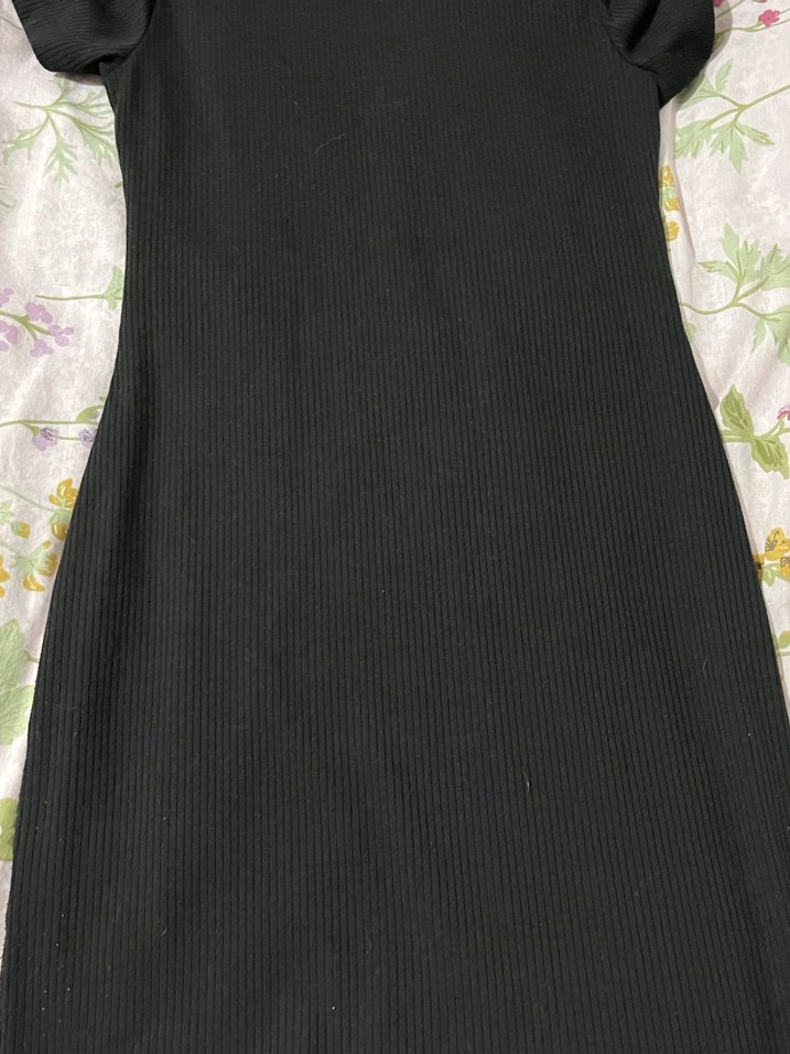 Siyah Yüksek Yakalı Midi Triko Elbise - Görsel 5