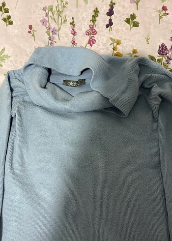 Mavi Boğazlı Uzun Kollu Triko Kazak - Görsel 4