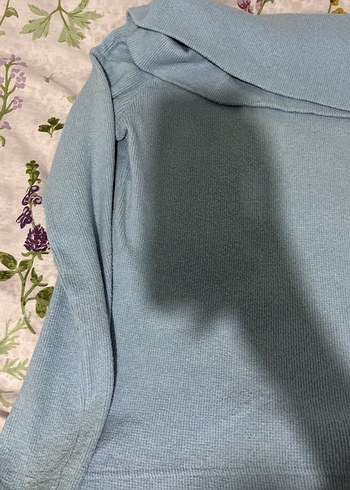 Mavi Boğazlı Uzun Kollu Triko Kazak - Görsel 2