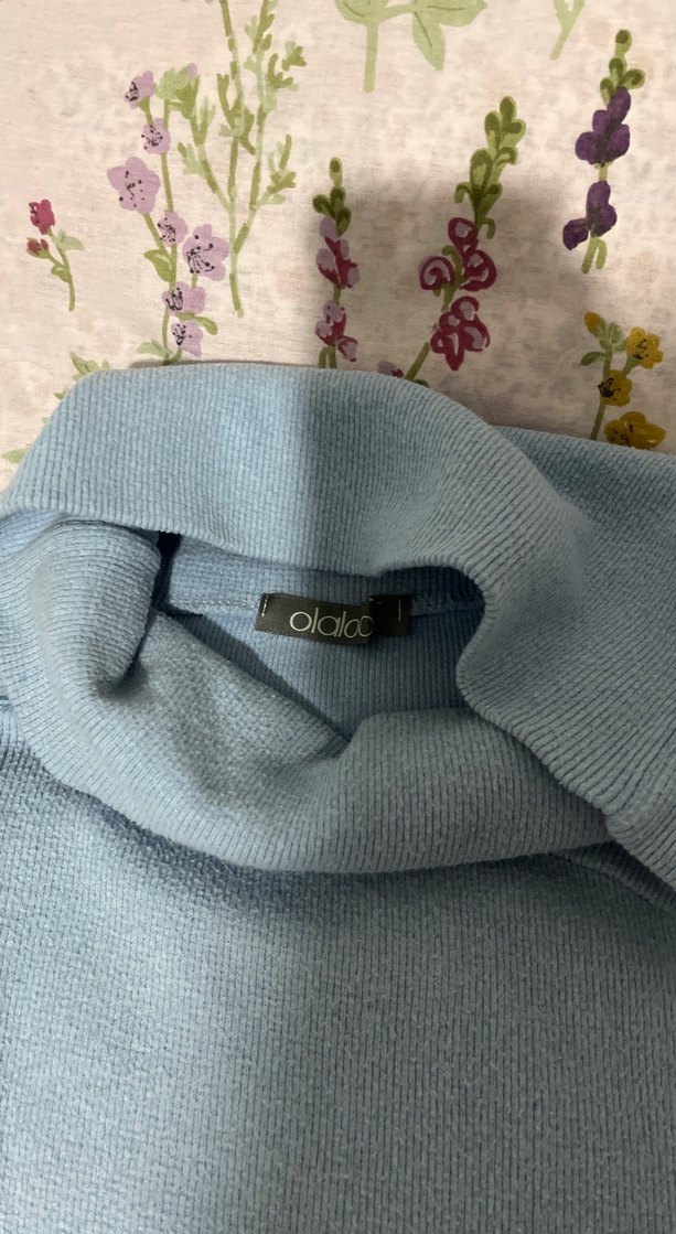 Mavi Boğazlı Uzun Kollu Triko Kazak - Görsel 3