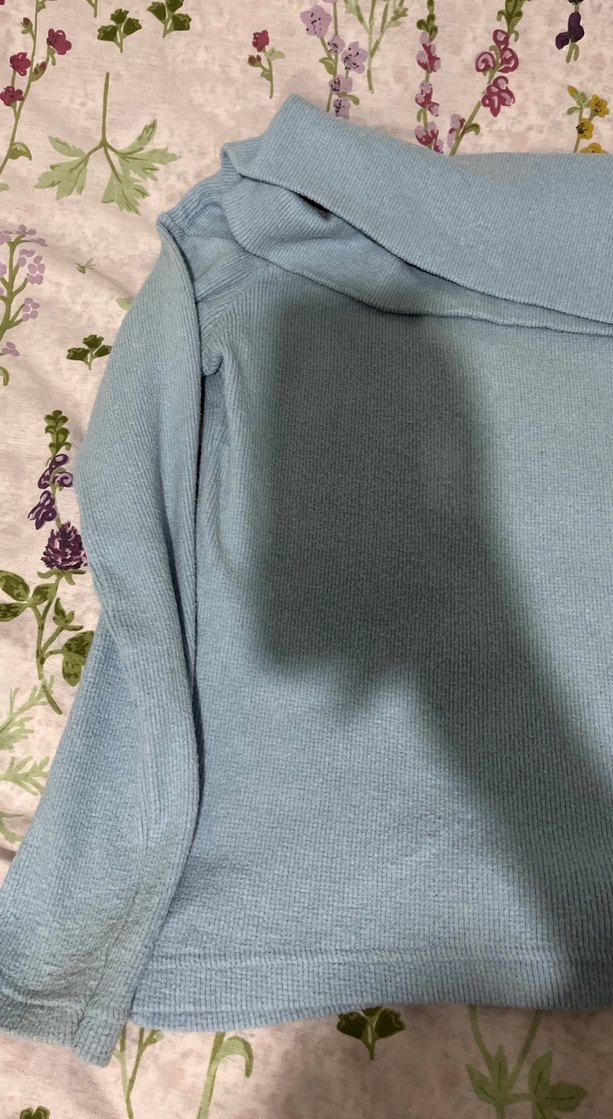 Mavi Boğazlı Uzun Kollu Triko Kazak - Görsel 2