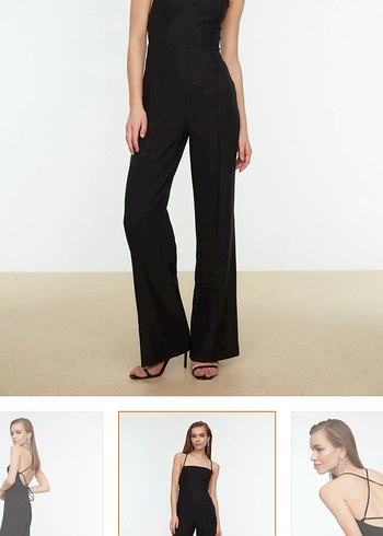 Siyah V Yaka Kadın Tulum - Görsel 2