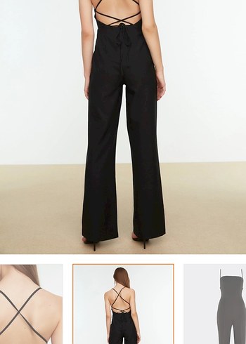 Siyah V Yaka Kadın Tulum - Görsel 5