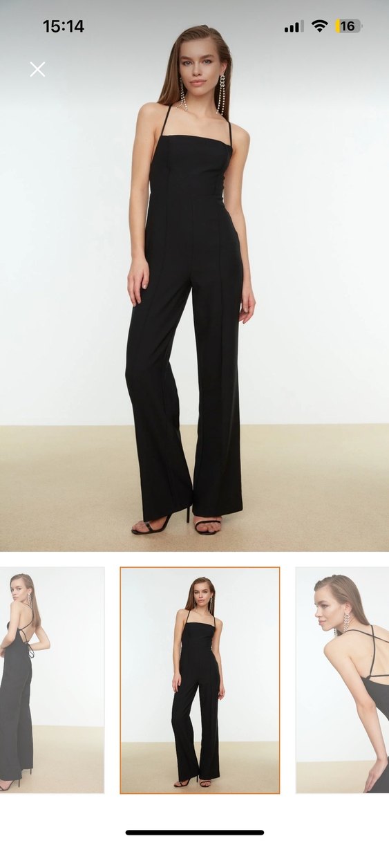 Siyah V Yaka Kadın Tulum - Görsel 2