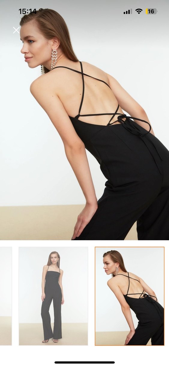 Siyah V Yaka Kadın Tulum - Görsel 3