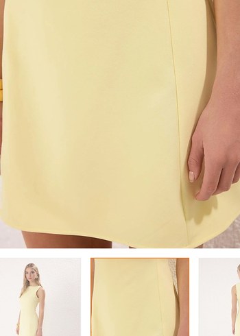 Sarı Mini Straplez Kadın Elbise - Görsel 3