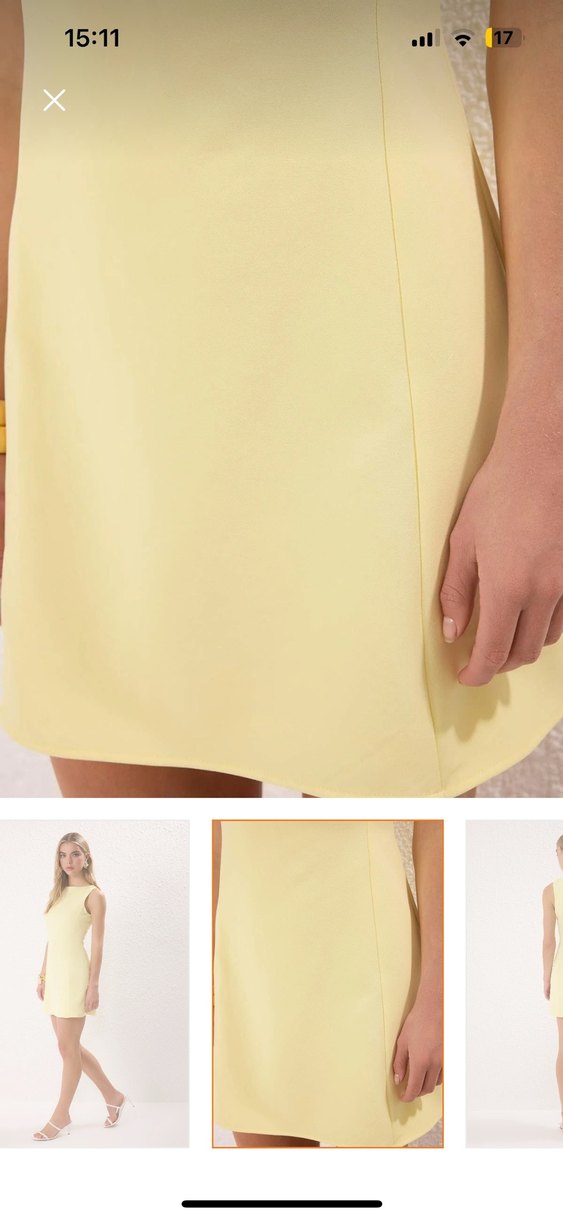 Sarı Mini Straplez Kadın Elbise - Görsel 3