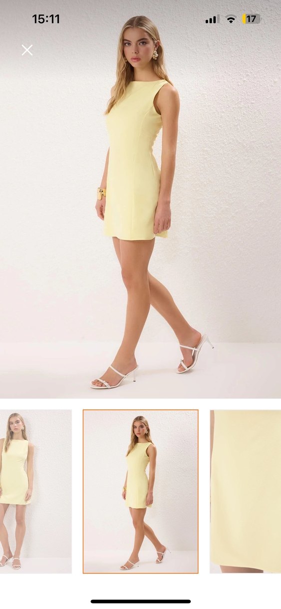 Sarı Mini Straplez Kadın Elbise - Görsel 2