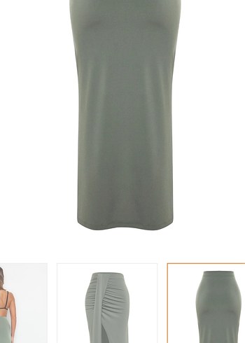 Drapeli Fit Kesim Uzun Haki Etek - Görsel 8