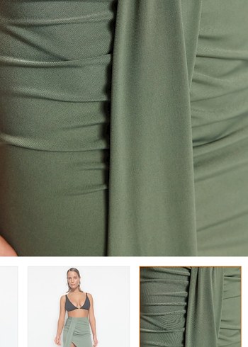 Drapeli Fit Kesim Uzun Haki Etek - Görsel 5