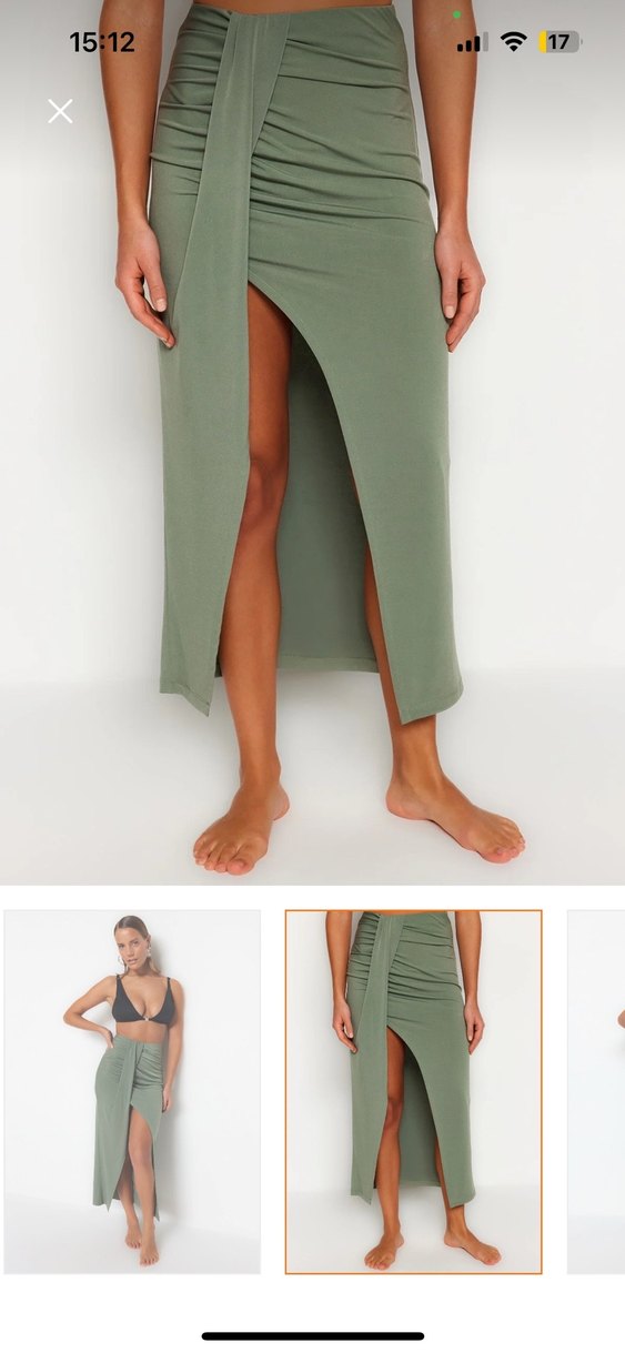 Drapeli Fit Kesim Uzun Haki Etek - Görsel 2